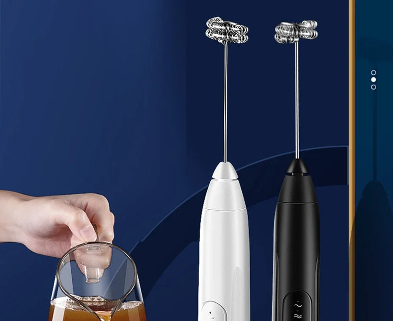 Batedor de ovos elétrico recarregável USB 2 em 1, liquidificadores para itens de cozinha, mini liquidificador, misturador de café e uísque, agitadores, gadgets