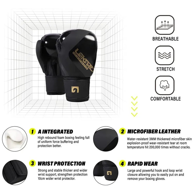 Luvas de treinamento de boxe profissional adulto 12oz Luvas de boxe elásticas de pu Luvas de luta
