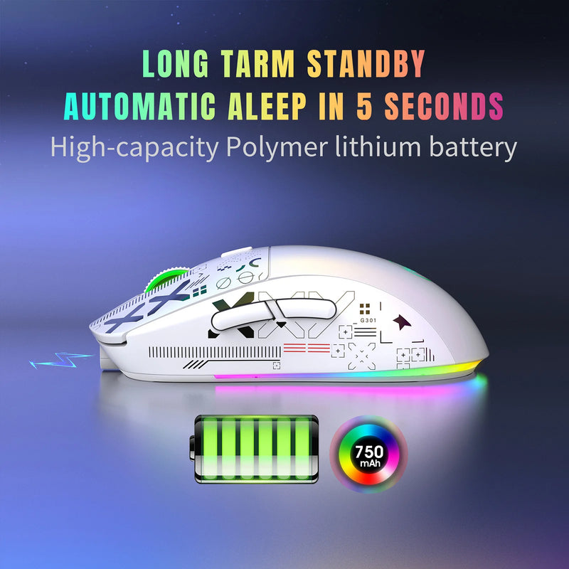 Mouse mecânico sem fio RGB Mouse para jogos ergonômico 10 milhões de pressionamentos de tecla 3600DPI Mouse 11 modos de iluminação RGB Mouses