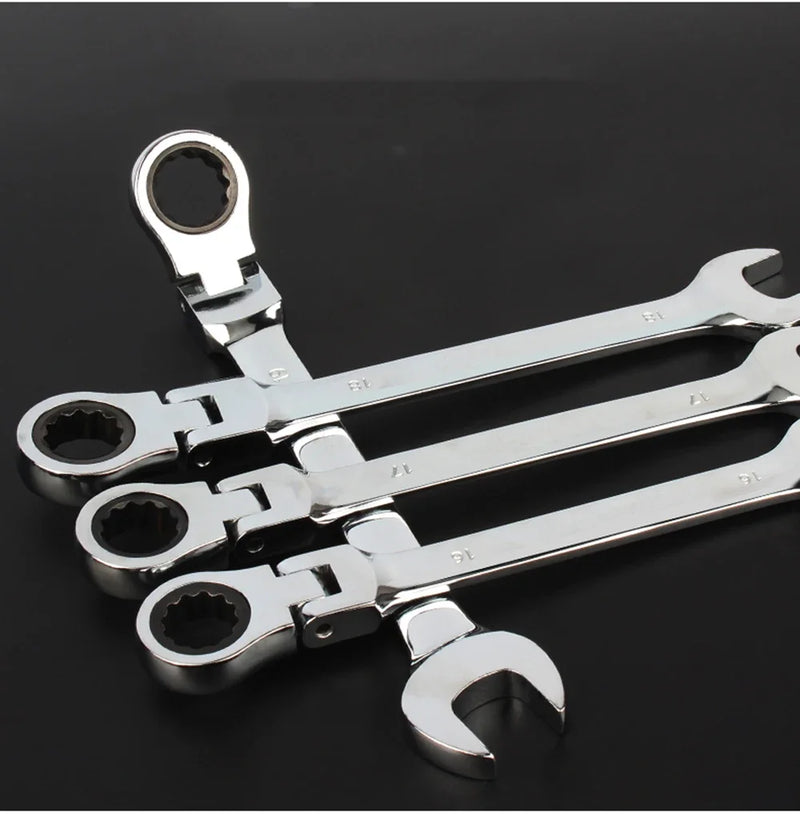 Chave de catraca combinada, com cabeça flexível, ferramenta de catraca de dupla finalidade, conjunto de combinação de catraca