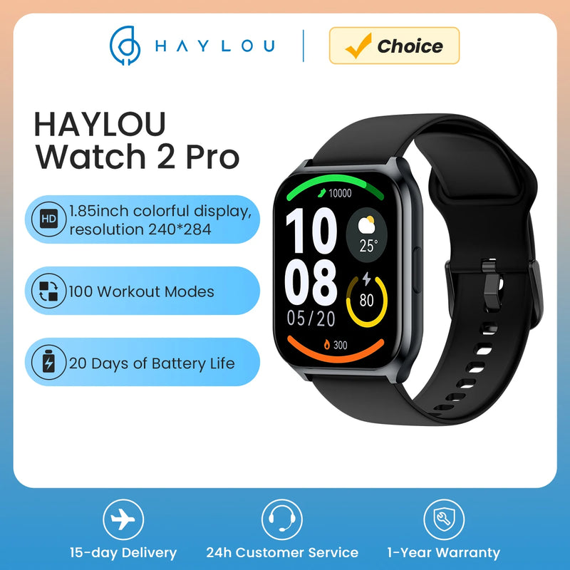HAYLOU Watch 2 Pro (LS02 Pro) Smart Watch 1,85'' HD Display SpO2 Monitor de frequência cardíaca 100 modos de treino Smartwatch para homens e mulheres