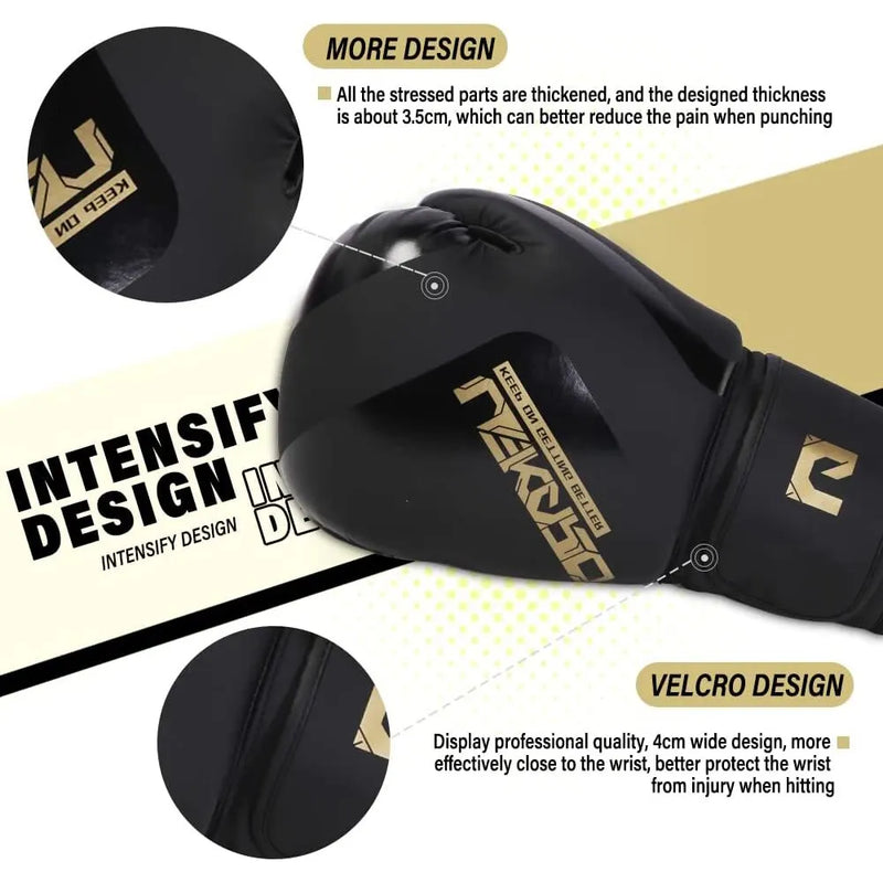 Luvas de treinamento de boxe profissional adulto 12oz Luvas de boxe elásticas de pu Luvas de luta