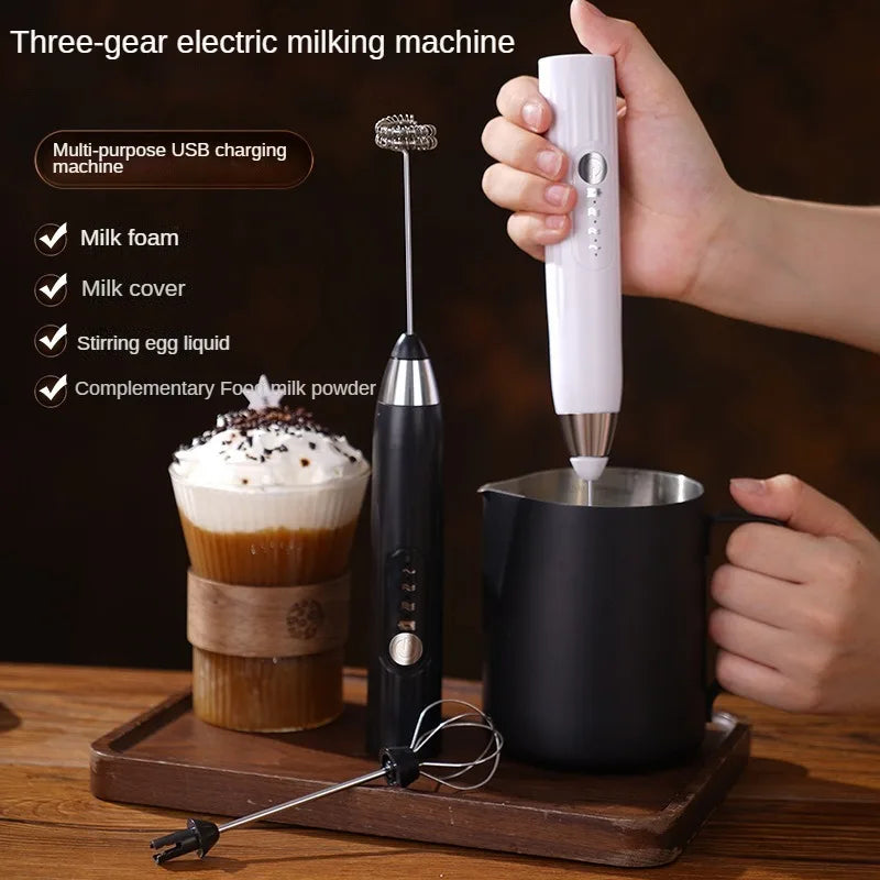 Batedor de ovos elétrico recarregável USB 2 em 1, liquidificadores para itens de cozinha, mini liquidificador, misturador de café e uísque, agitadores, gadgets
