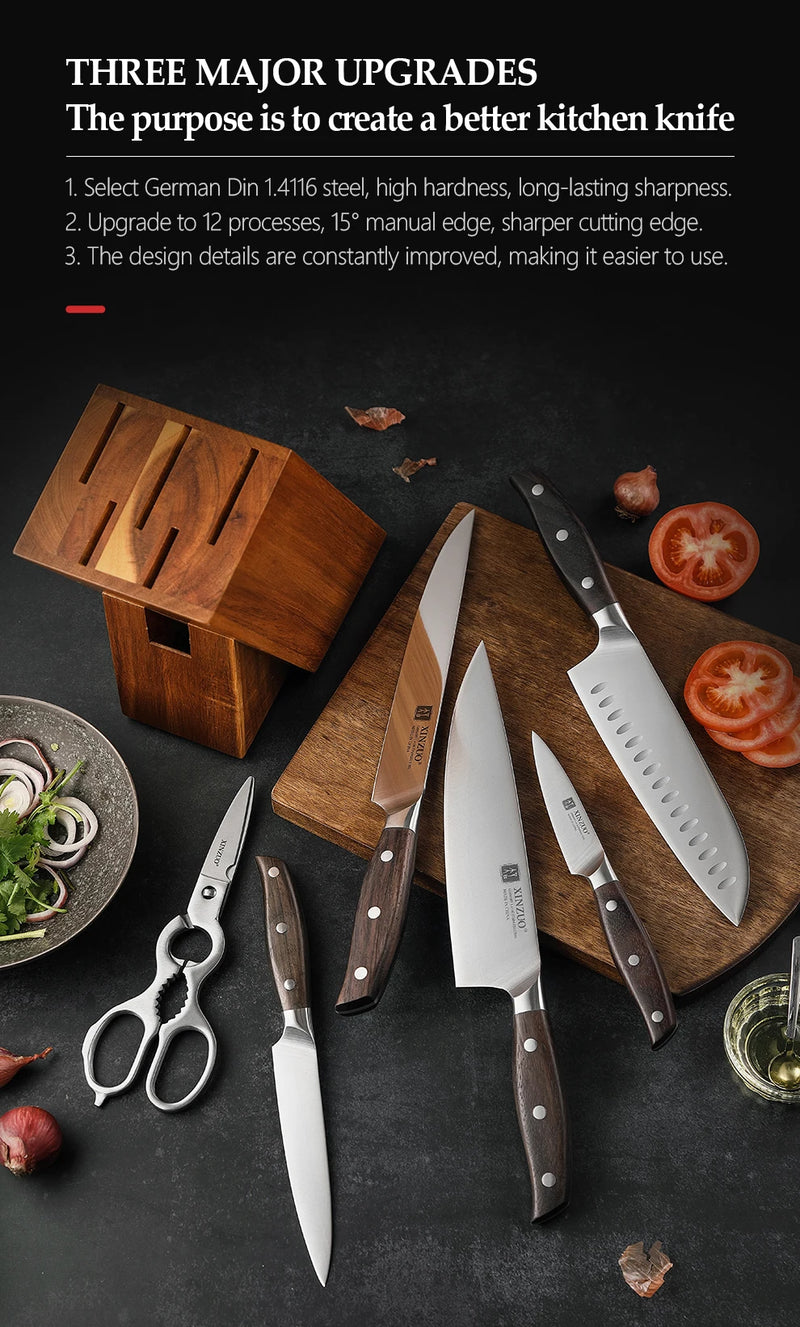 Conjunto de facas de cozinha em aço inoxidável alemão