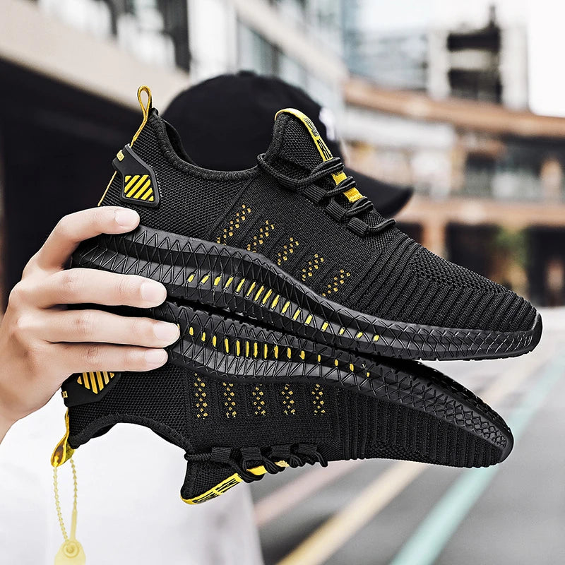 Tênis de corrida leve, respirável, esportivo, antiderrapante, fashion, flexível, com cadarço