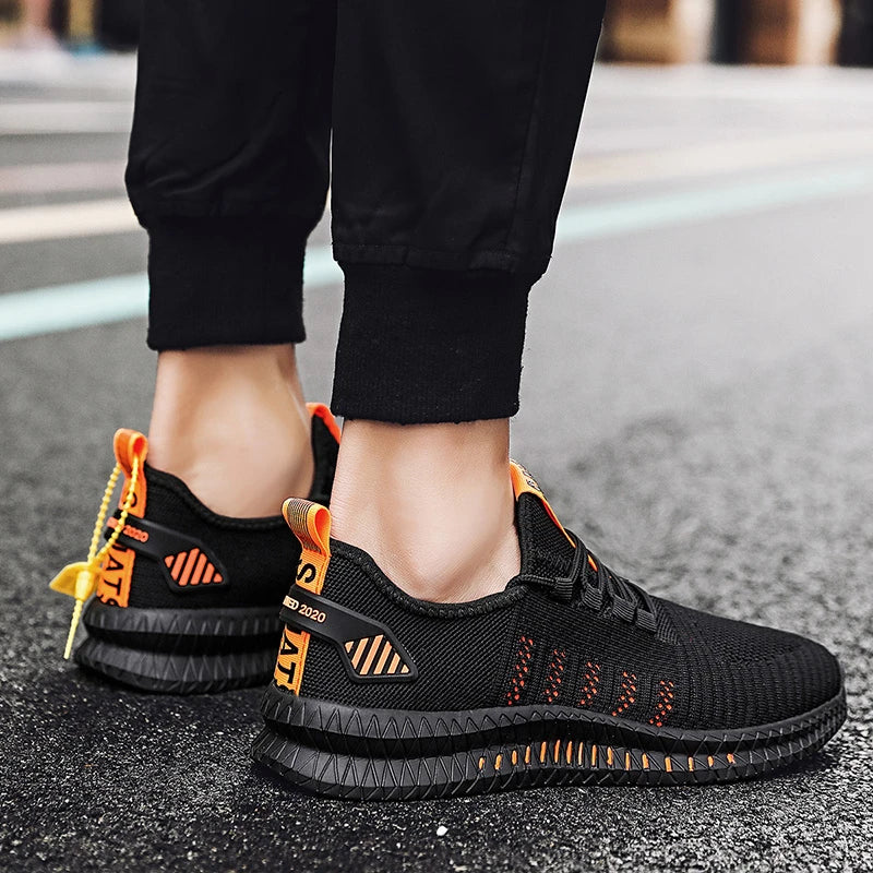 Tênis de corrida leve, respirável, esportivo, antiderrapante, fashion, flexível, com cadarço
