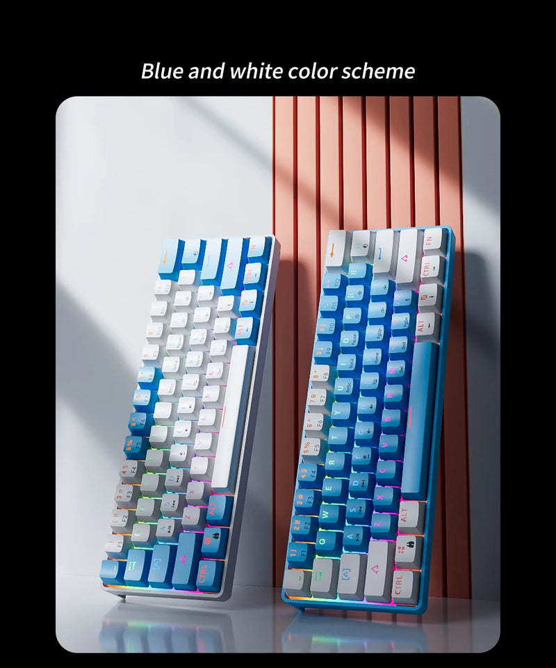 MUCAI MK61 USB Gaming Teclado mecânico vermelho Switch RGB retroiluminado Hot Swappable 61 teclas com fio cabo destacável