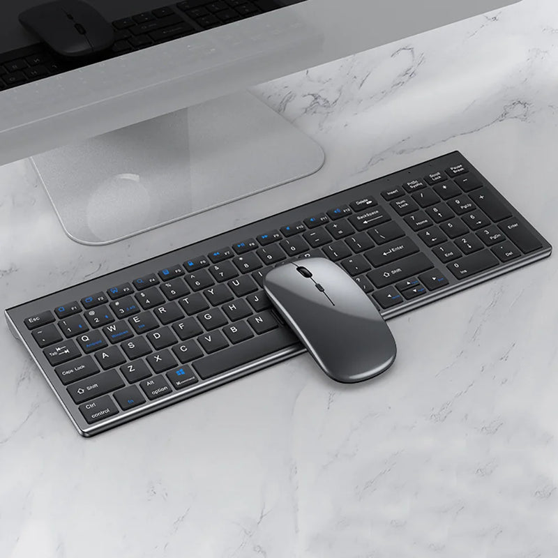 Conjunto de teclado e mouse Bluetooth recarregável Jomaa Slim para laptop 2.4G USB sem fio teclado e mouse combo