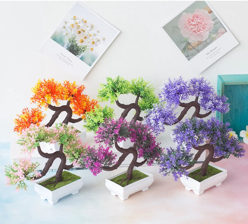 Bonsai Pequeno vaso de árvore Planta falsa Vaso de flores Arranjo de jardim Enfeites Sala Decoração de mesa para casa