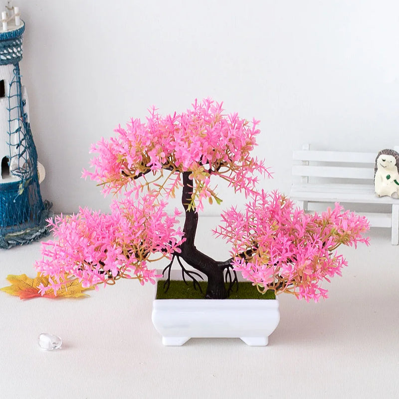 Bonsai Pequeno vaso de árvore Planta falsa Vaso de flores Arranjo de jardim Enfeites Sala Decoração de mesa para casa