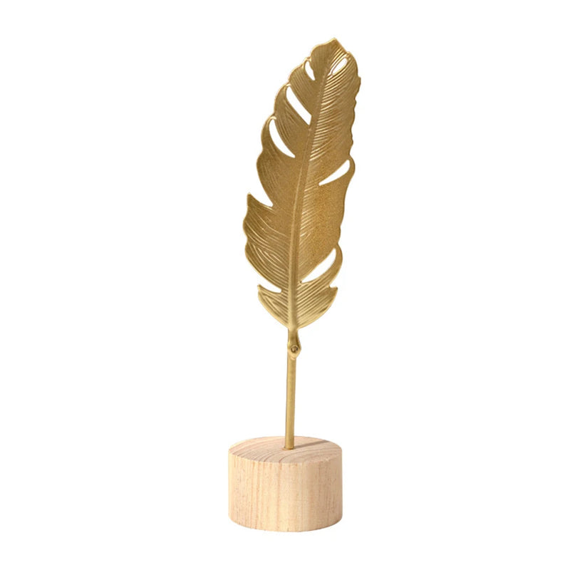 Nordic Gold Ginkgo Leaf Crafts Folhas Escultura Luxo Sala de estar Decoração Acessórios