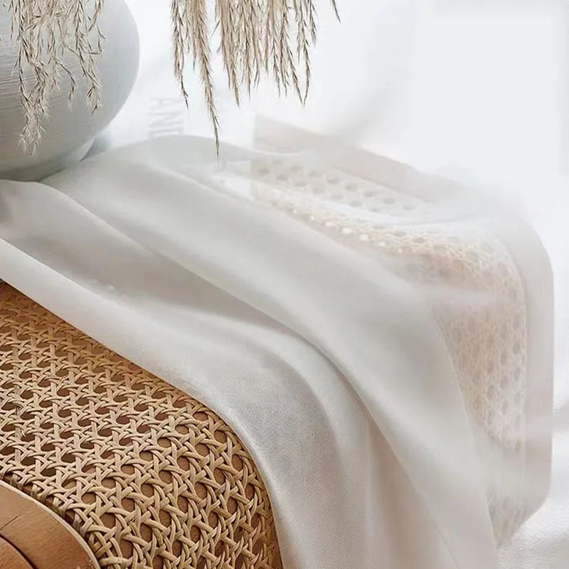 Asazal Sólido Branco Tule Luxuoso Chiffon Sheer Cortinas de Janela Para Sala de Estar Moderno Voile Organza Cortinas Decoração de Quarto