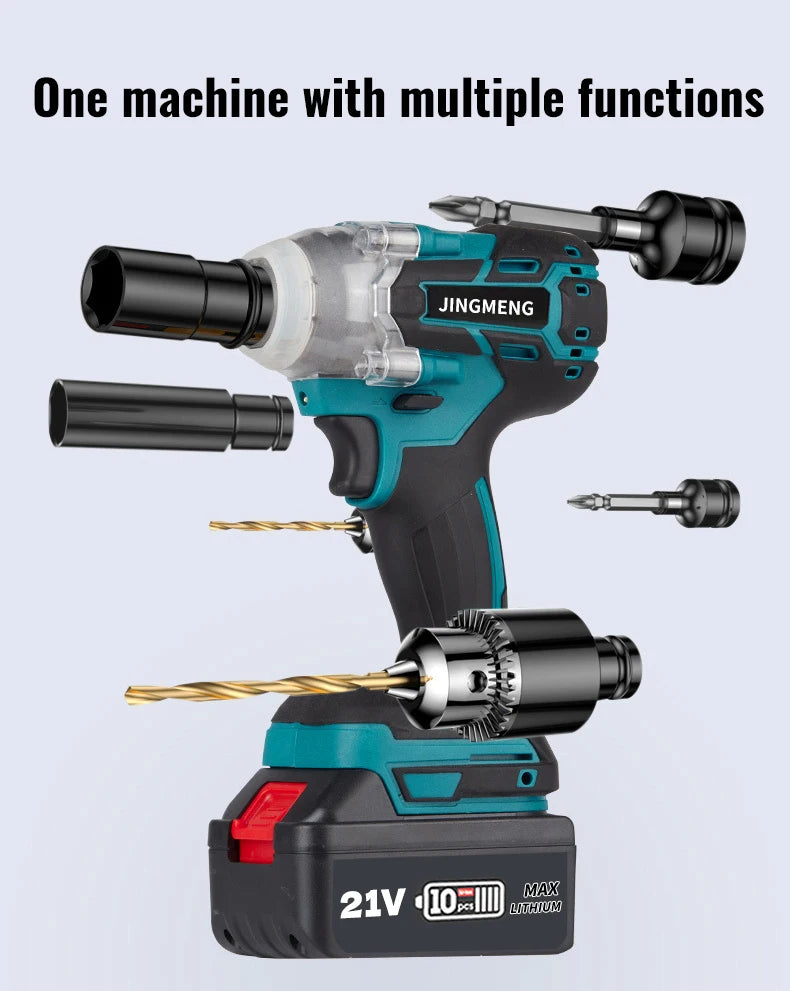 Cordless Electric Impact Wrench Power Tool Brushless Electric Wrench Hand Drill Socket For 21V Battery