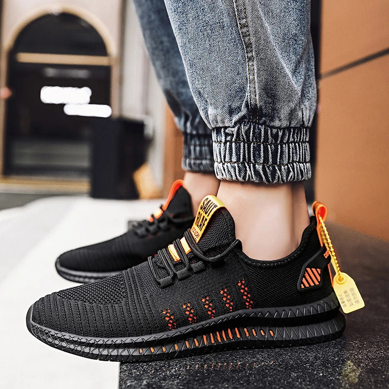 Tênis de corrida leve, respirável, esportivo, antiderrapante, fashion, flexível, com cadarço