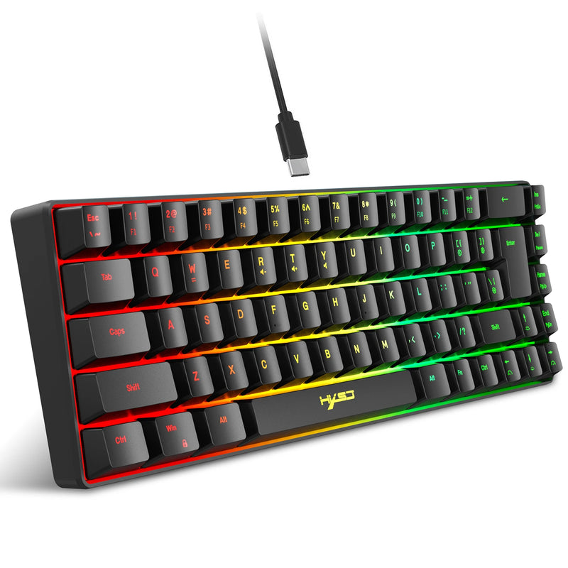 HXSJ V200 Wired K68 RGB Streamer Mini Teclado para jogos Teclado de membrana sem conflitos de 19 teclas, mas com toque mecânico para jogos/escritório