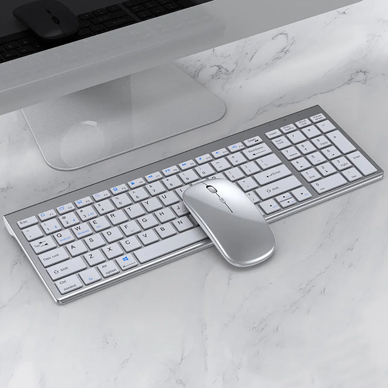Conjunto de teclado e mouse Bluetooth recarregável Jomaa Slim para laptop 2.4G USB sem fio teclado e mouse combo