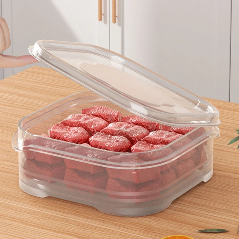 Caixa de preservação de carne congelada Geladeira Alimentos retêm frescor Transparente Pote de armazenamento Casa Cozinha Organizador de armazenamento de vegetais