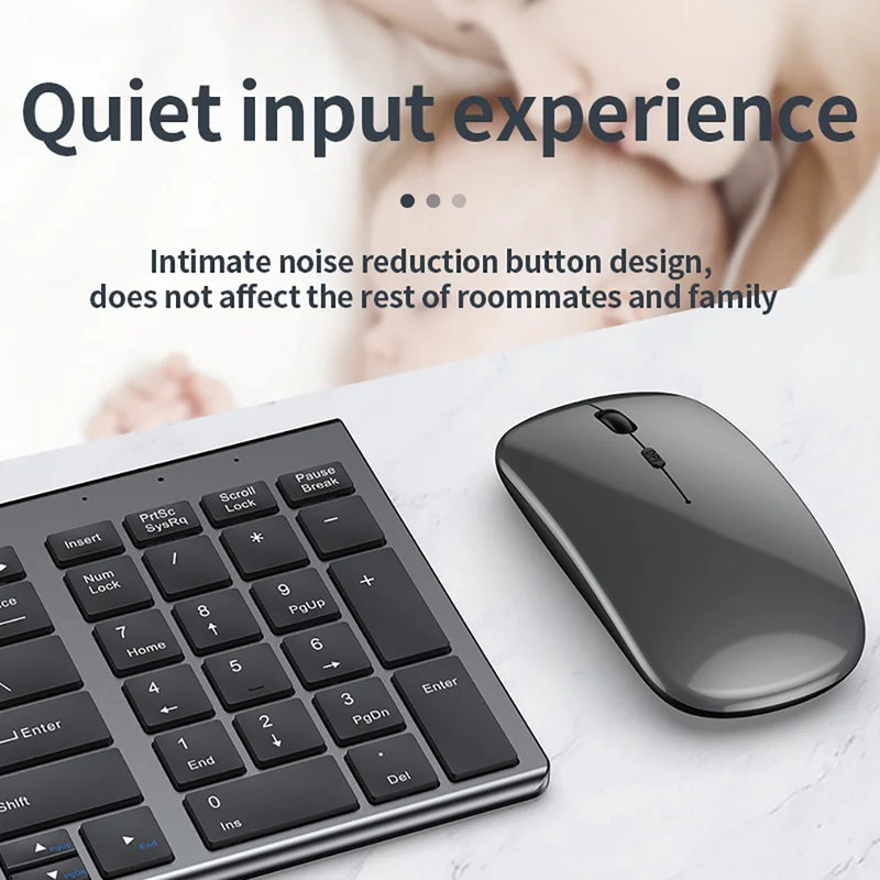 Conjunto de teclado e mouse Bluetooth recarregável Jomaa Slim para laptop 2.4G USB sem fio teclado e mouse combo