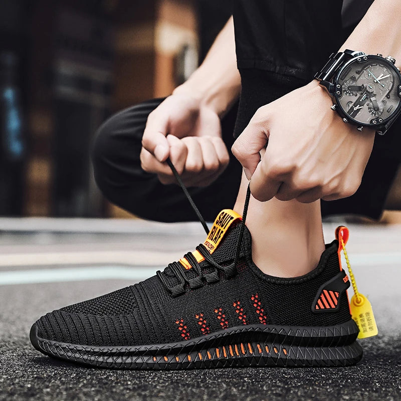 Tênis de corrida leve, respirável, esportivo, antiderrapante, fashion, flexível, com cadarço