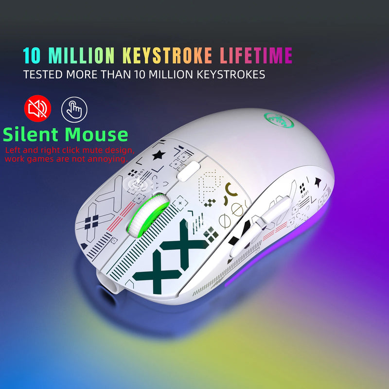 Mouse mecânico sem fio RGB Mouse para jogos ergonômico 10 milhões de pressionamentos de tecla 3600DPI Mouse 11 modos de iluminação RGB Mouses