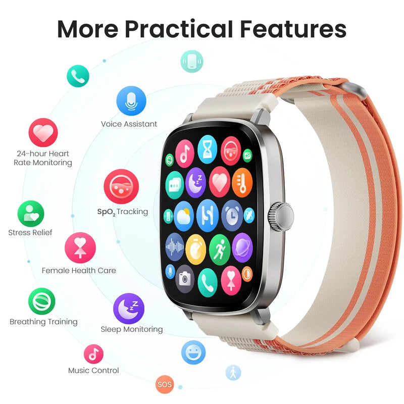 HAYLOU Watch RS5 Smartwatch 2.01'' AMOLED HD Display Bluetooth Call Sport Voice Assistant Blood Sugar Smartwatch e alças duplas