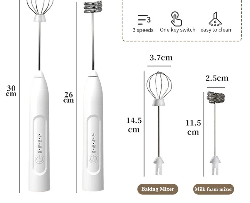 Batedor de ovos elétrico recarregável USB 2 em 1, liquidificadores para itens de cozinha, mini liquidificador, misturador de café e uísque, agitadores, gadgets