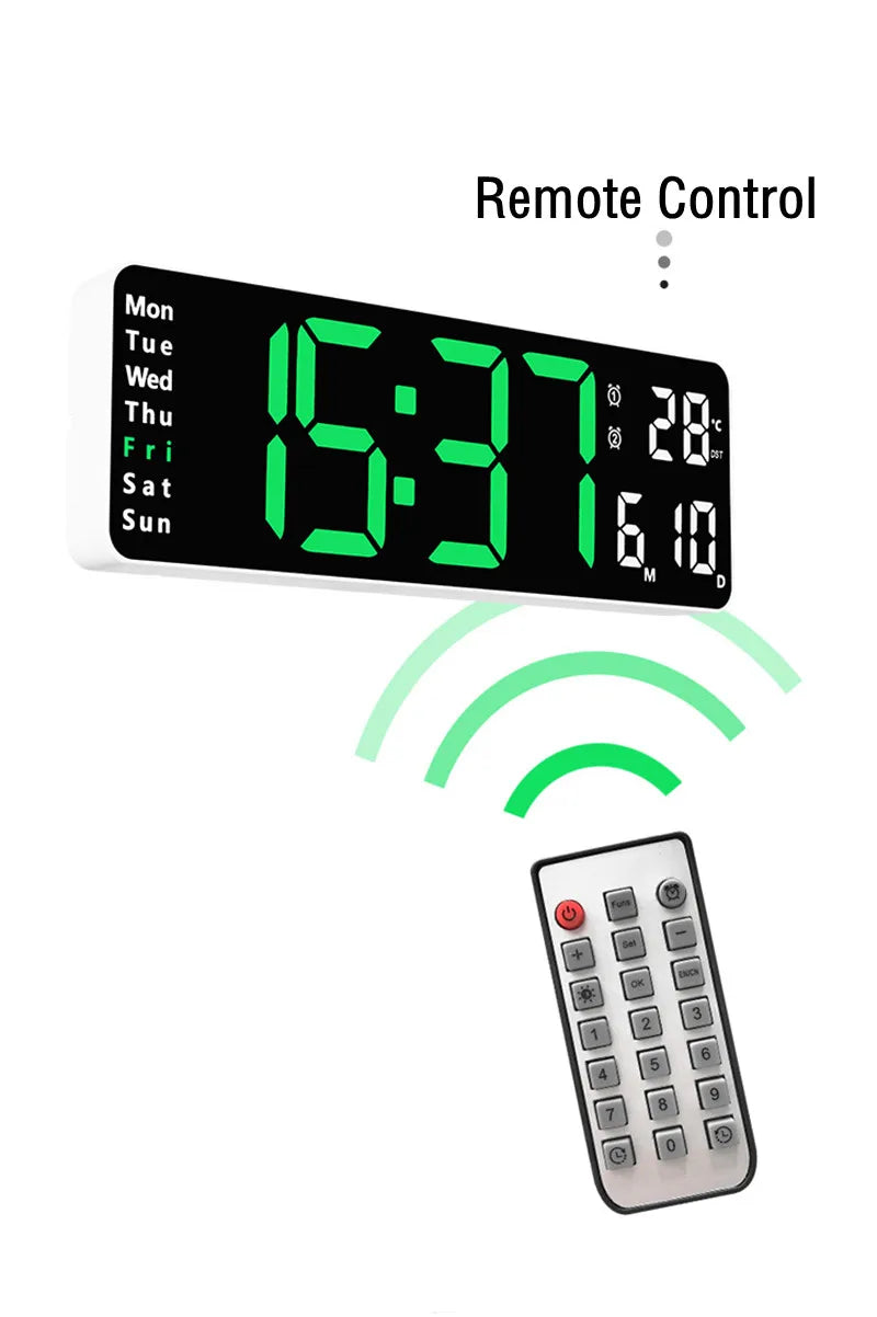 Grande relógio de parede digital Temp Data Week Display Controle remoto Desligar Memória