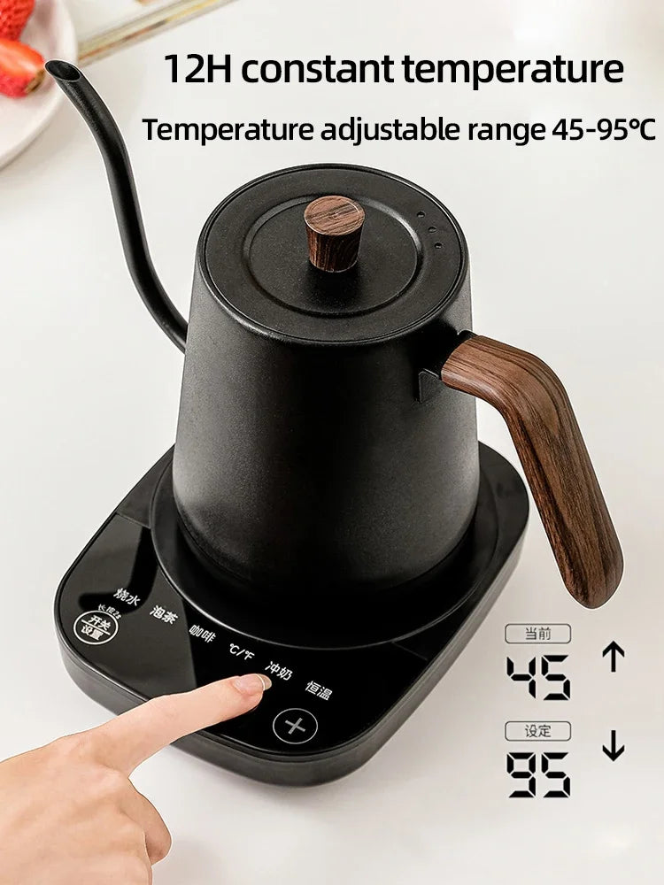 Chaleira elétrica Gooseneck 800ml Cafeteira de infusão manual Bule inteligente Controle de temperatura Chaleira de aquecimento rápido 1000W 110v/220v