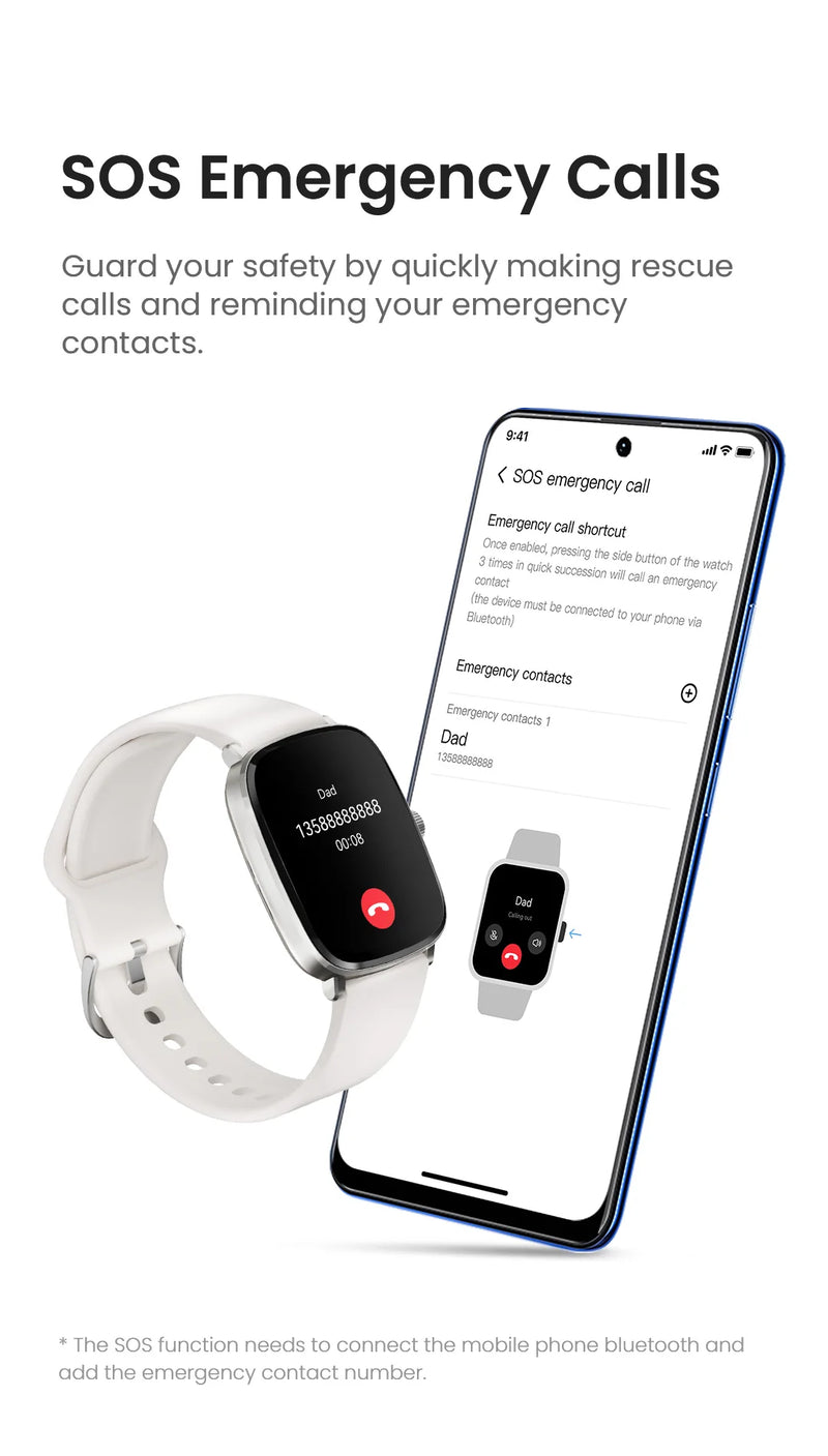 HAYLOU Watch RS5 Smartwatch 2.01'' AMOLED HD Display Bluetooth Call Sport Voice Assistant Blood Sugar Smartwatch e alças duplas