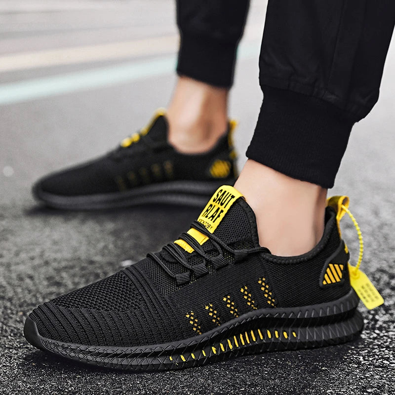 Tênis de corrida leve, respirável, esportivo, antiderrapante, fashion, flexível, com cadarço
