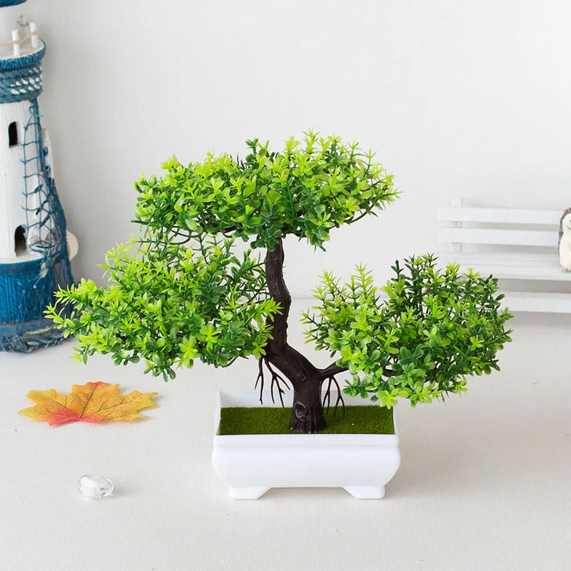 Bonsai Pequeno vaso de árvore Planta falsa Vaso de flores Arranjo de jardim Enfeites Sala Decoração de mesa para casa
