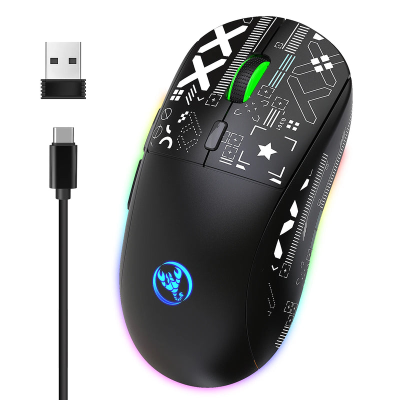 Mouse mecânico sem fio RGB Mouse para jogos ergonômico 10 milhões de pressionamentos de tecla 3600DPI Mouse 11 modos de iluminação RGB Mouses