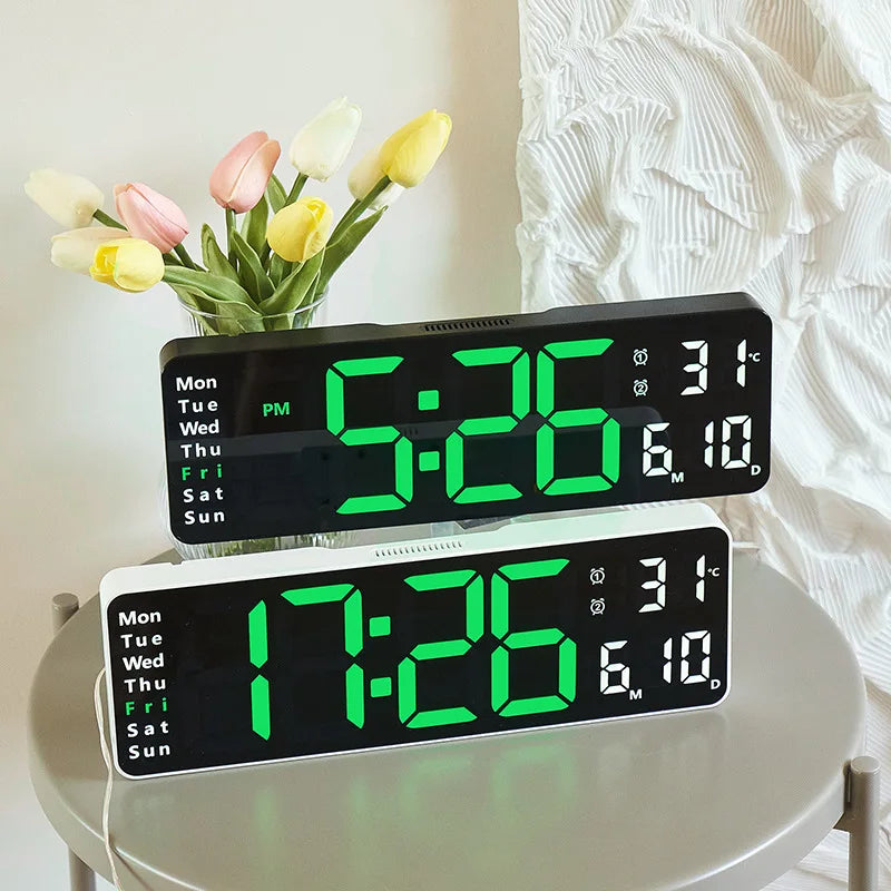 Grande relógio de parede digital Temp Data Week Display Controle remoto Desligar Memória