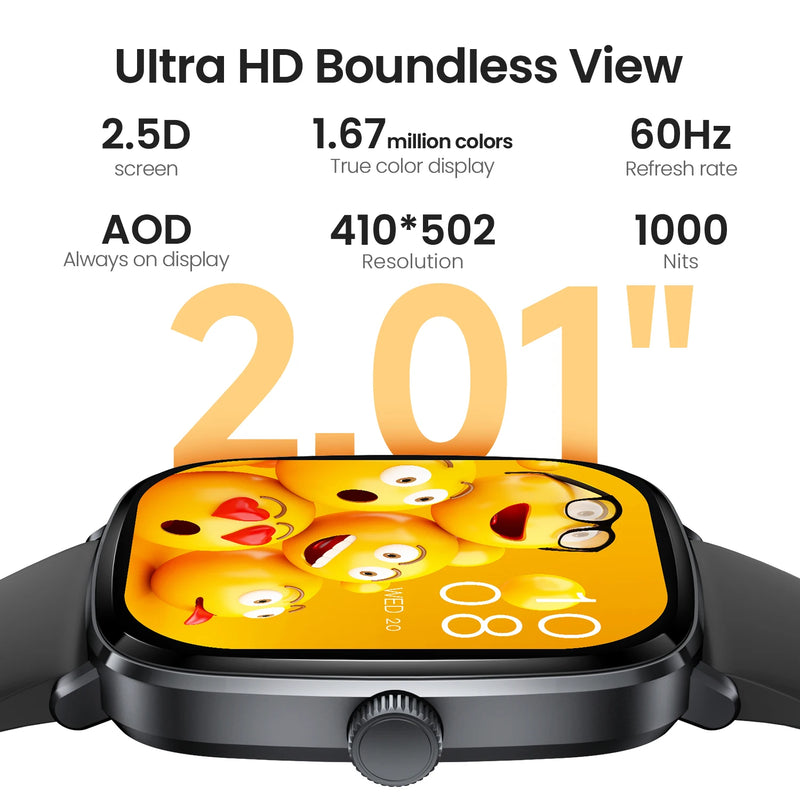 HAYLOU Watch RS5 Smartwatch 2.01'' AMOLED HD Display Bluetooth Call Sport Voice Assistant Blood Sugar Smartwatch e alças duplas