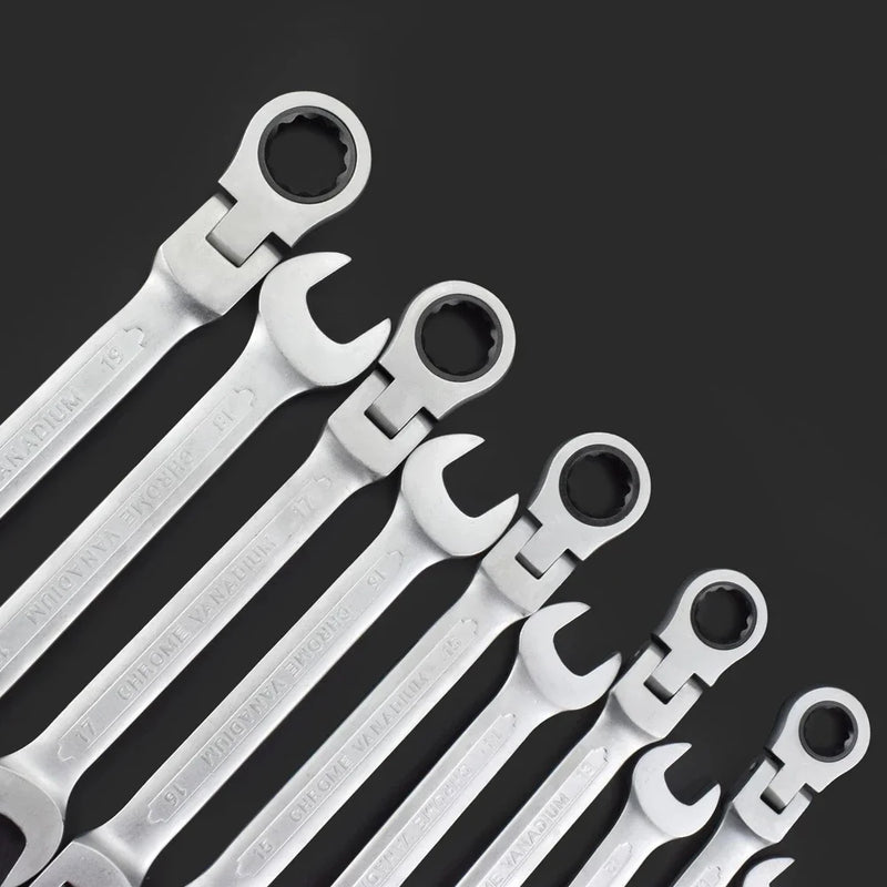 Chave de catraca combinada, com cabeça flexível, ferramenta de catraca de dupla finalidade, conjunto de combinação de catraca
