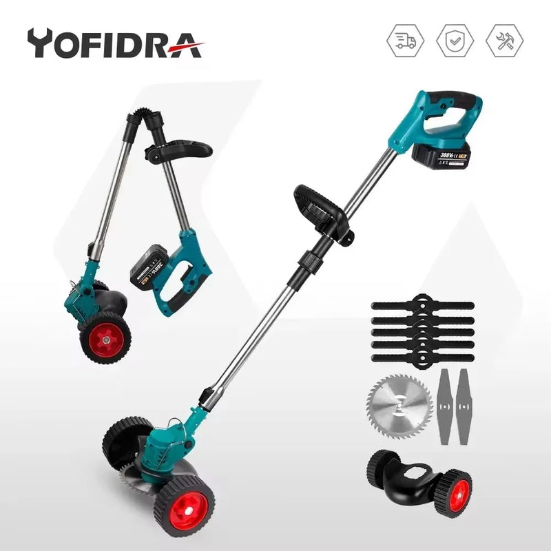 Cortador de grama elétrico 1500W Comprimento ajustável Dobrável Sem fio Portátil Recarregável Podador de arbustos de jardim