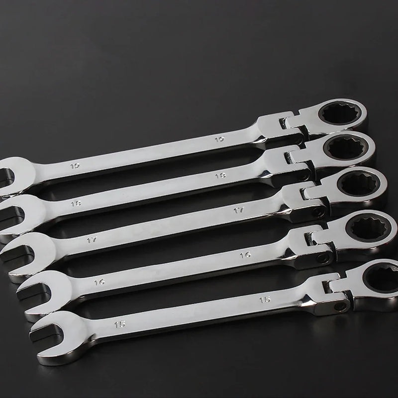Chave de catraca combinada, com cabeça flexível, ferramenta de catraca de dupla finalidade, conjunto de combinação de catraca