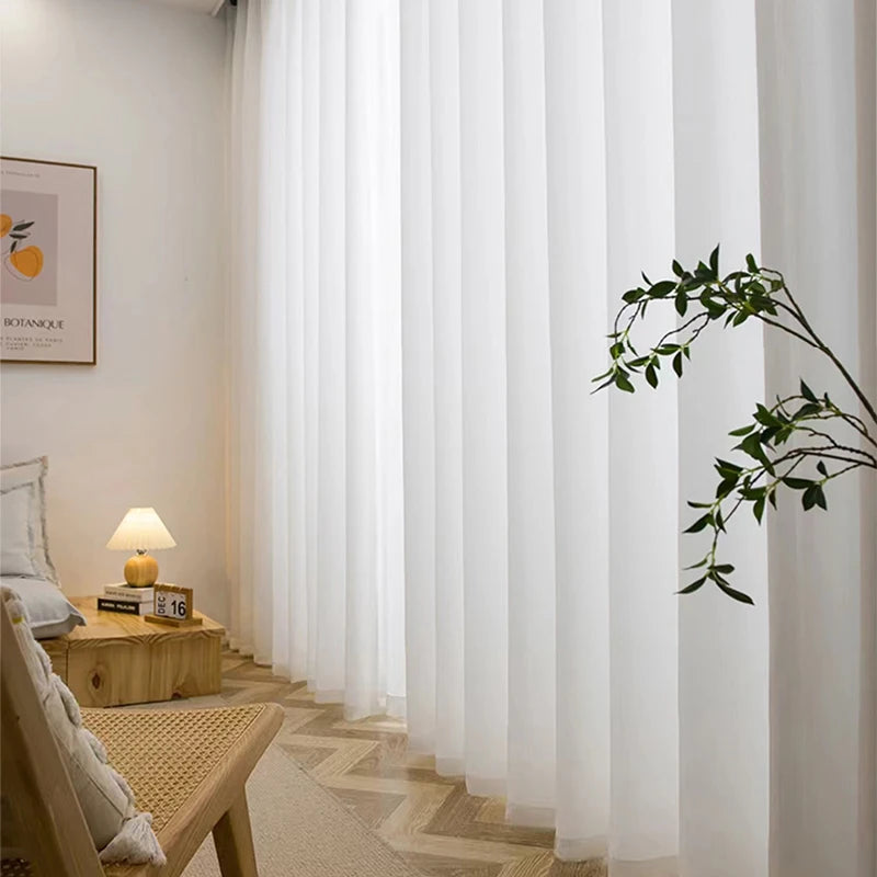 Asazal Tule Branco Fio Grosso de Alta Qualidade Cortinas de Janela de Chiffon de Luxo para Quarto Villa Cortinas Opacas Decoração de Sala de Estar