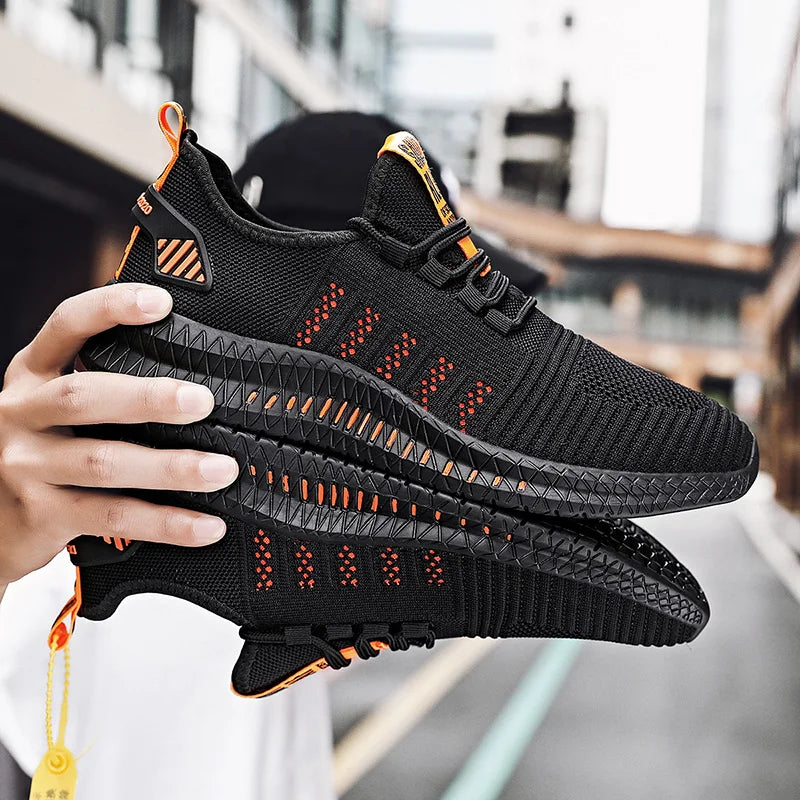 Tênis de corrida leve, respirável, esportivo, antiderrapante, fashion, flexível, com cadarço