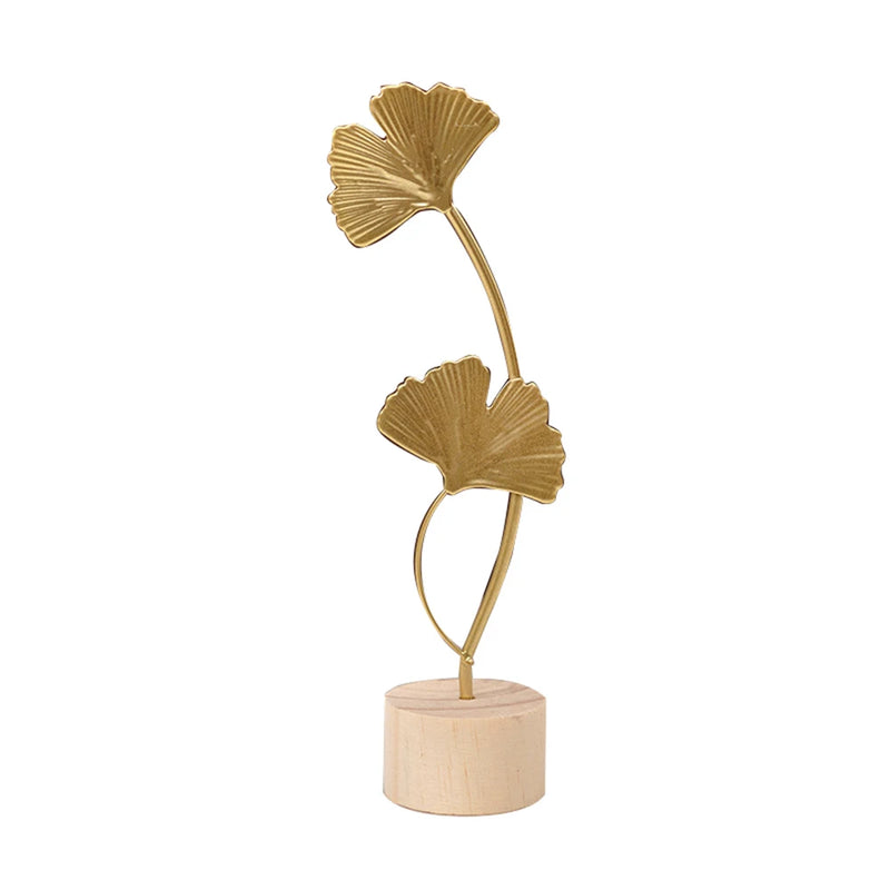 Nordic Gold Ginkgo Leaf Crafts Folhas Escultura Luxo Sala de estar Decoração Acessórios