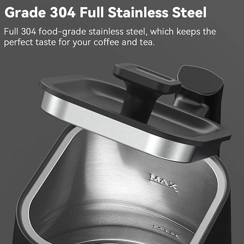 Chaleira elétrica 110V/220V, 1,0L, pescoço de ganso, cafeteira manual, 1200W, aquecimento rápido, controle de temperatura, revestimento de aço inoxidável