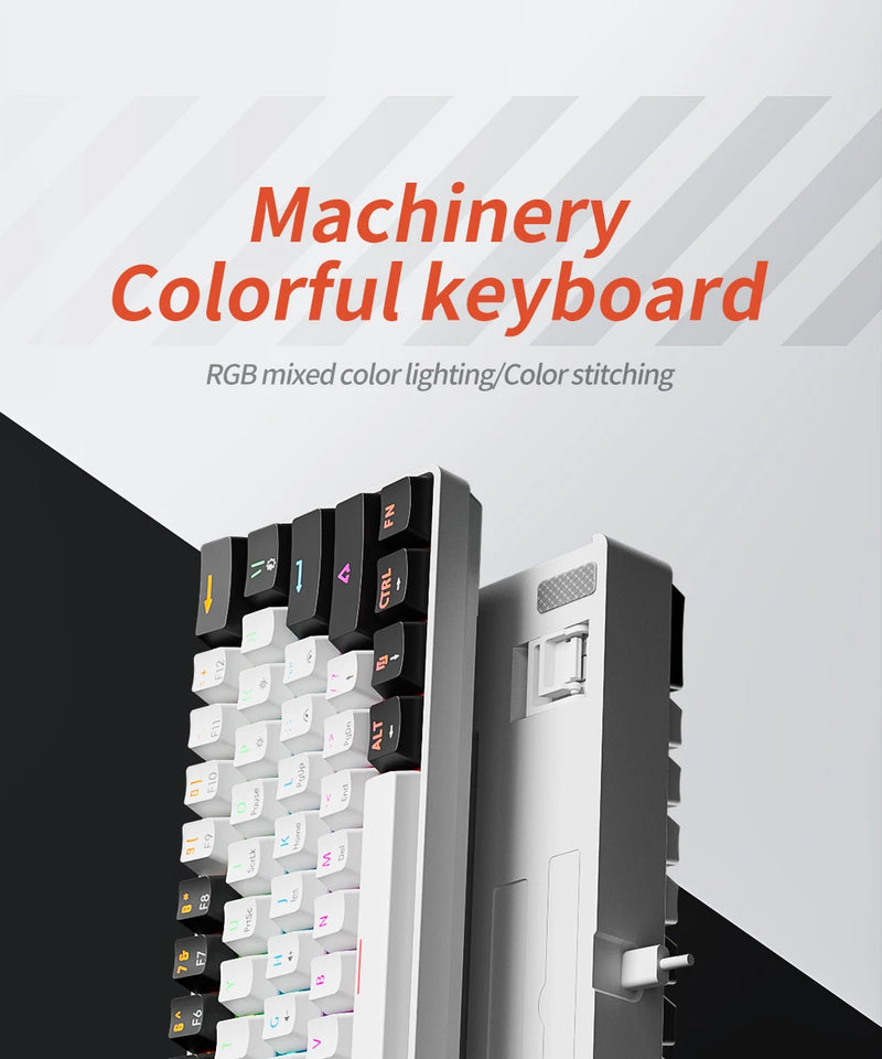 MUCAI MK61 USB Gaming Teclado mecânico vermelho Switch RGB retroiluminado Hot Swappable 61 teclas com fio cabo destacável