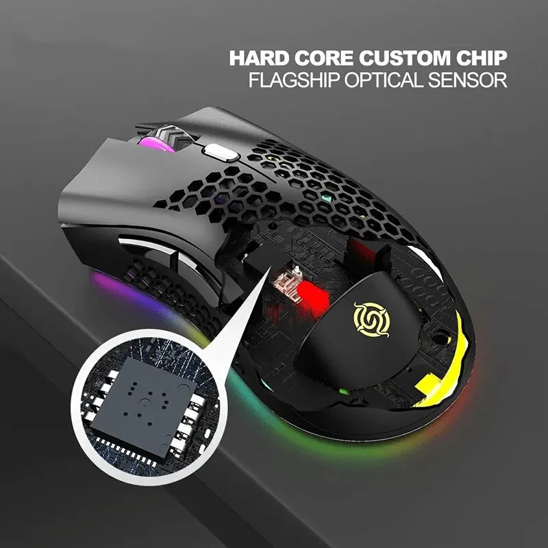 Mouse para jogos recarregável USB 2.4G sem fio RGB Light Honeycomb Mouse para jogos Desktop PC Computadores Notebook Laptop Mouses