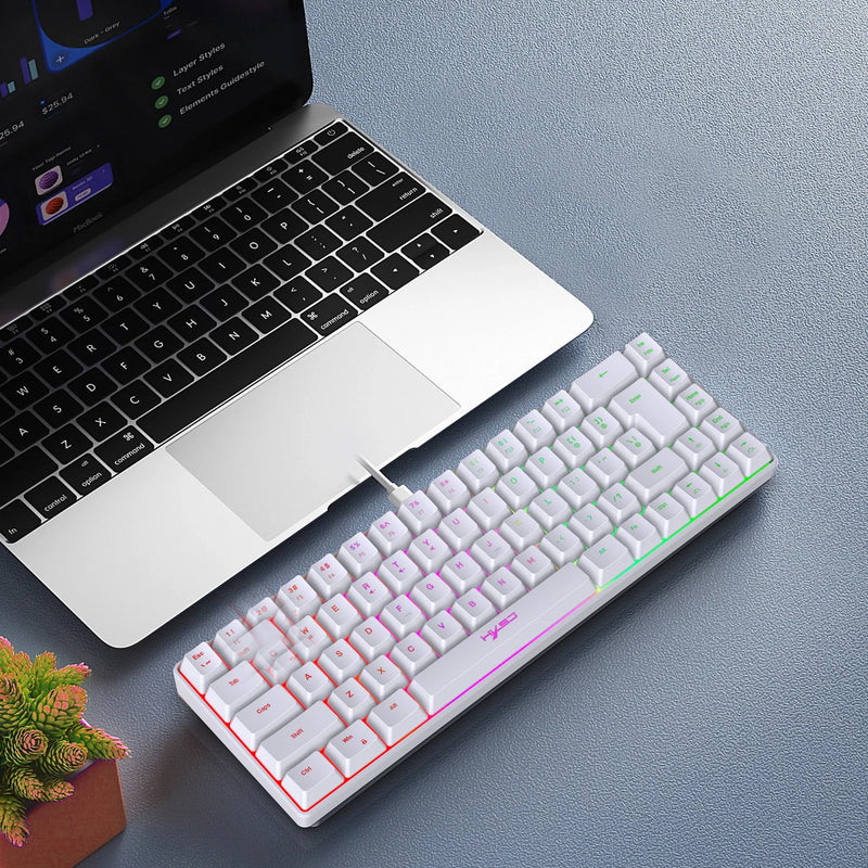 HXSJ V200 Wired K68 RGB Streamer Mini Teclado para jogos Teclado de membrana sem conflitos de 19 teclas, mas com toque mecânico para jogos/escritório