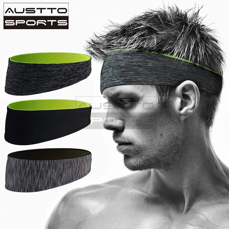 Austto Sports Headband Slim Workout Cooling Sweatband para homens mulheres correndo Sycling esporte ao ar livre