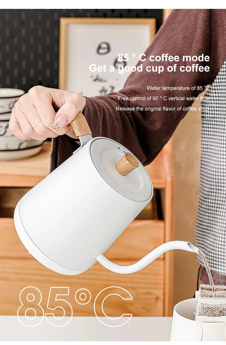 Chaleira elétrica Gooseneck 800ml Cafeteira de infusão manual Bule inteligente Controle de temperatura Chaleira de aquecimento rápido 1000W 110v/220v