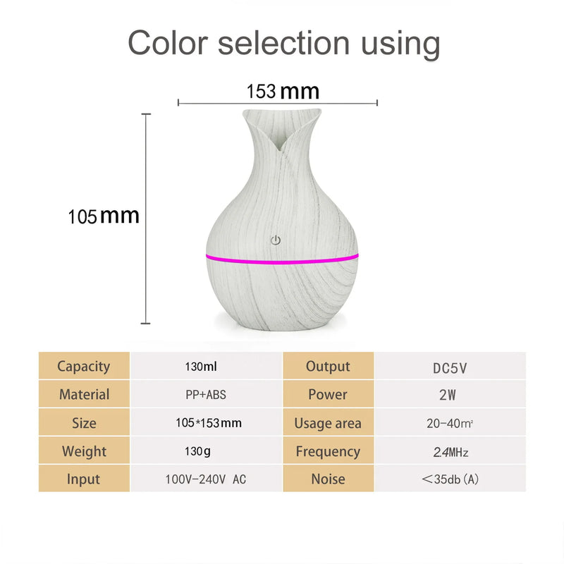 Umidificador de ar 200ml difusor de óleo essencial USB Mist Maker Mini umidificador com luz colorida para casa escritório