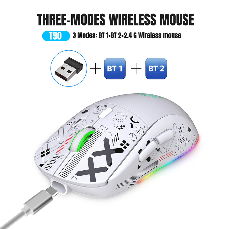 Mouse mecânico sem fio RGB Mouse para jogos ergonômico 10 milhões de pressionamentos de tecla 3600DPI Mouse 11 modos de iluminação RGB Mouses