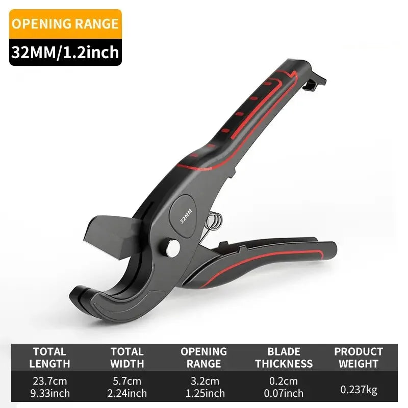 Cortador de PVC para serviços pesados, liga de alumínio, corte de tubos de plástico, tesoura cortadora de tubos de PVC PPR com lâmina de aço SK5, ferramenta manual