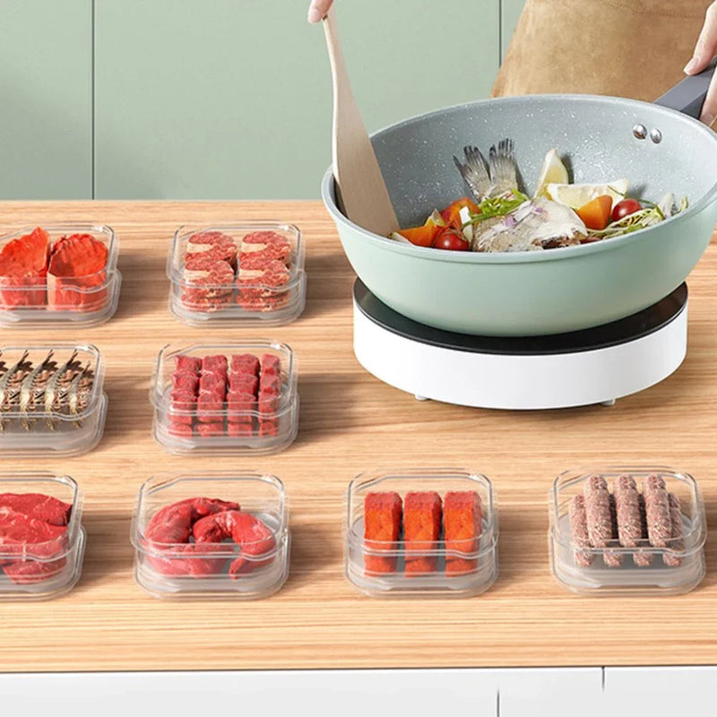 Caixa de preservação de carne congelada Geladeira Alimentos retêm frescor Transparente Pote de armazenamento Casa Cozinha Organizador de armazenamento de vegetais